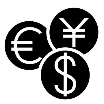 Different Currencies Flat Icon - Vector Illustration - Isolated On White Bac Stock-Illustration