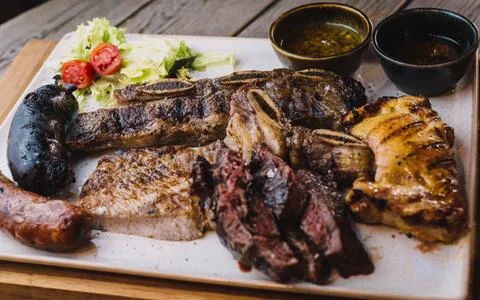 Different cuts of excellent quality beef grilled Stock Photos