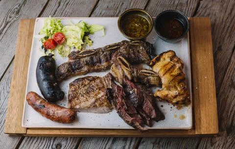 Different cuts of excellent quality beef grilled Stock Photos