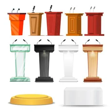 Different Debate Rostrum And Podium Set Vector Stock Illustration