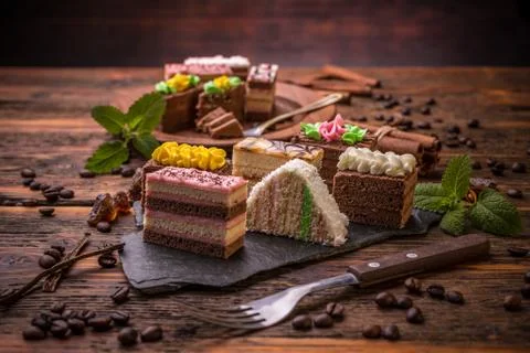 Different decorative cakes Stock Photos