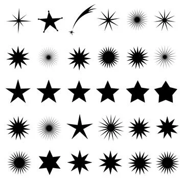 Different decorative stars design elements set vector Stock Illustration