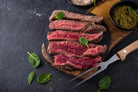 Different degrees of steak roasting Stock Photos