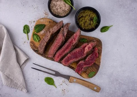 Different degrees of steak roasting Stock Photos