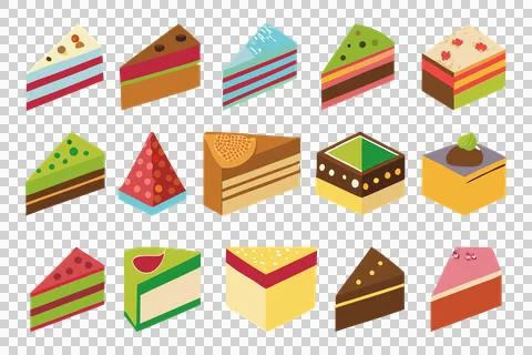 Different delicious slice cakes vector set, cake day, cake vector, cakeslice Illustrazione stock