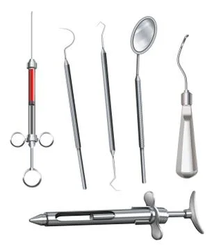 Different dental instruments Stock Illustration