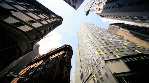 Different Designed buildings in urban Midtown Manhattan, NY, USA Stock Footage 7731290