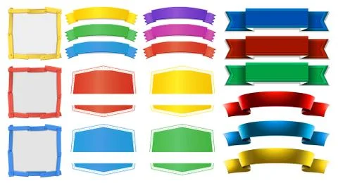 Different designs of banners and frames Stock Illustration