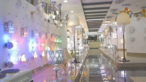 Different designs of lightings in a store wide display Video stock 97509515