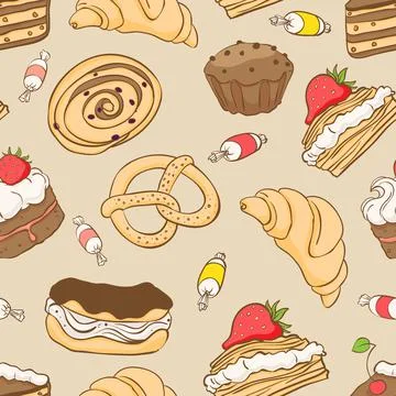 Different desserts Stock Illustration