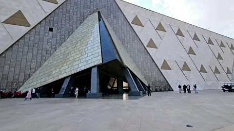 Different details and views from The Grand Egyptian Museum Giza GEM Stock Footage 316232853