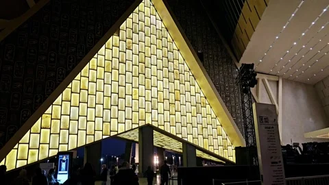 Different details and views from The Grand Egyptian Museum Giza GEM Stock Footage 316233953