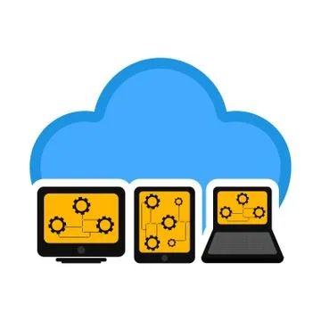 Different devices connected to cloud technology イラスト素材