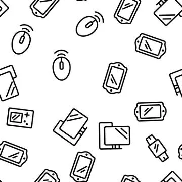 Different Devices Seamless Pattern Vector Stock Illustration