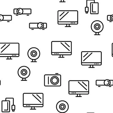 Different Devices Seamless Pattern Vector 스톡 일러스트