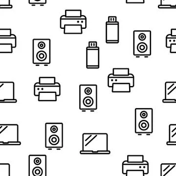 Different Devices Seamless Pattern Vector 스톡 일러스트