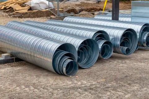 Different diameter pipes for ventilation system and air conditioning Stock Photos