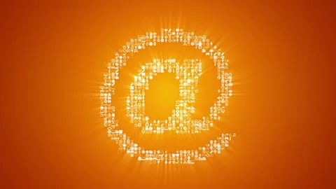 Different digital technology icons form an Email sign on gold background. Stock Footage 85628897