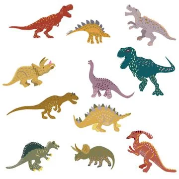 Different dino hand drawn Stock Illustration