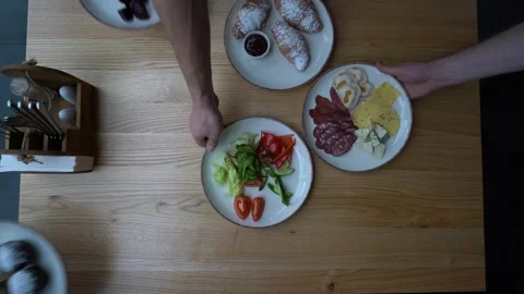 Different dishes are setting on the table. 库存影片 147412594