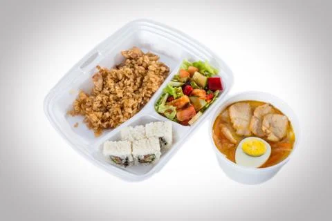 Different dishes in one plate Stock Photos