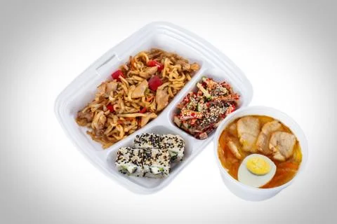 Different dishes in one plate Stock Photos