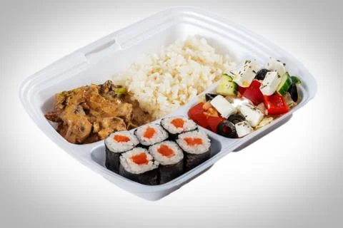 Different dishes in one plate Stock Photos