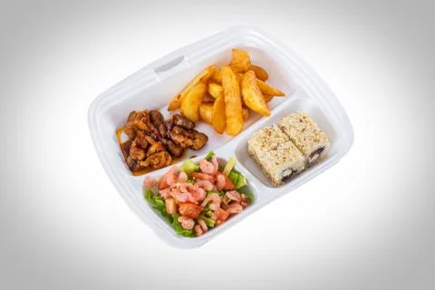 Different dishes in one plate Stock Photos