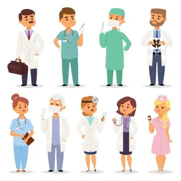 Different doctors charactsers vector set Stock Illustration