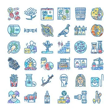 Different doodle icons set of abstract concepts 库存插图