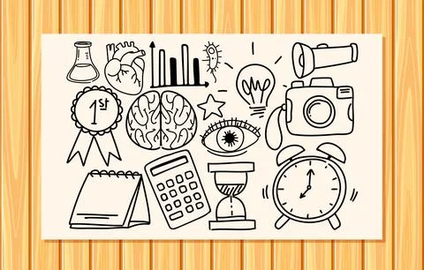 Different doodle strokes about school equipment isolated on white background Stock Illustration