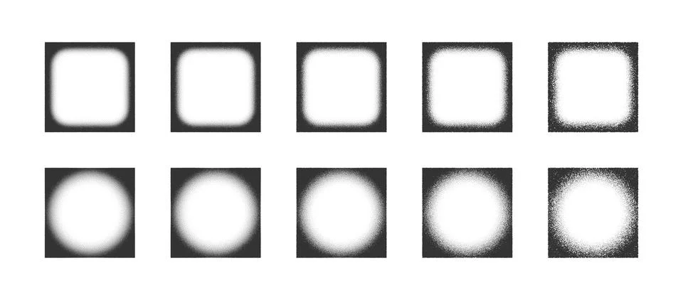 Different Dotted Square Frames Vector Abstract Shapes Set Isolated On White Stock Illustration