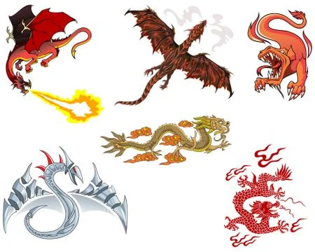 Different dragons Stock Illustration