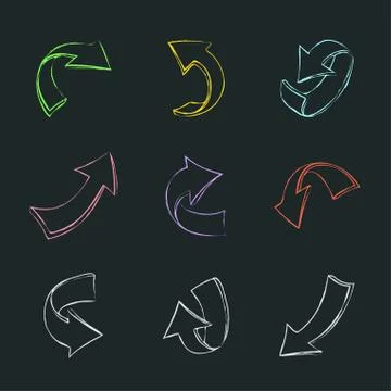 Different drawn arrows set Stock Illustration