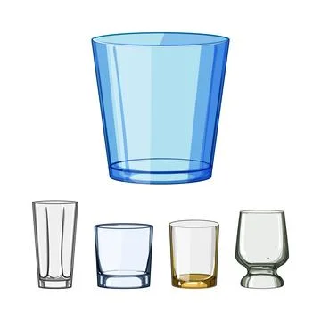 Different drinking glasses illustrating beverage container types Stock Illustration
