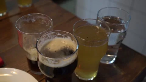 Different drinks in glasses Stock Footage 159881210