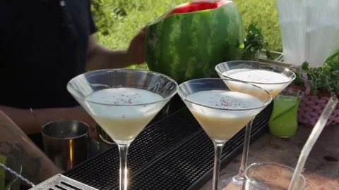 Different drinks in glasses Stock Footage 163567814