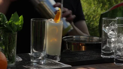 Different drinks in glasses Stock Footage 163567816