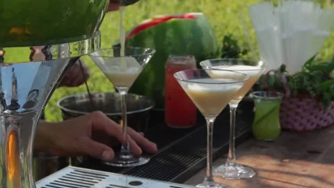 Different drinks in glasses Stock Footage 163567817