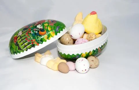 Different easter candy on a white background Stock Photos