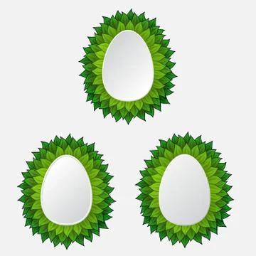 Different eggs with leaves Stock Illustration