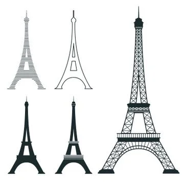Different eiffel tower vector landmark set Stock-Illustration