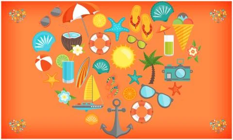 Different element make a huge heart on abstract background Stock Illustration