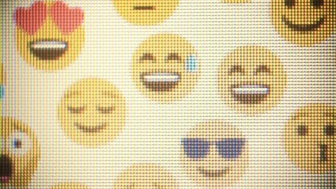 Different emoji icons on computer screen close up - editorial footage Stock Footage 111664827