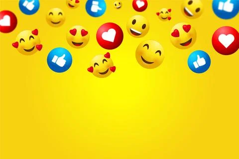 Different emojis background, on a gradient background Stock Illustration