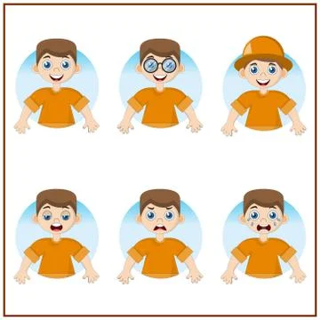 Different emotions of the boy. Illustrazione stock
