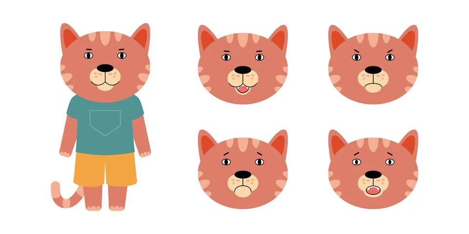 Different emotions of cat Stock Illustration