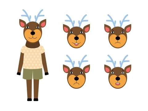 Different emotions of deer Stock Illustration