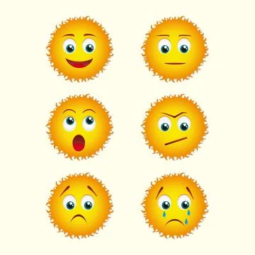 Different emotions on the face of the sun. Stock Illustration