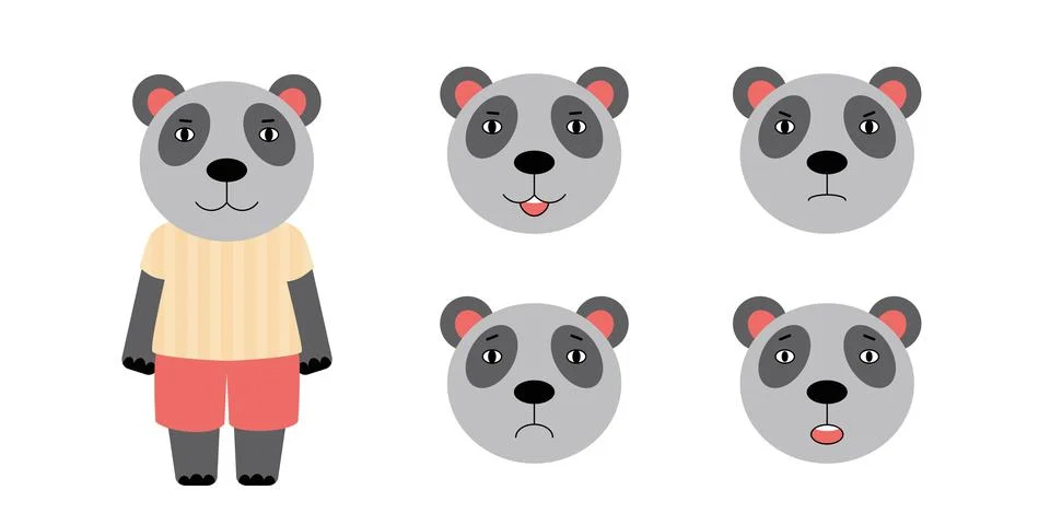 Different emotions of panda 스톡 일러스트